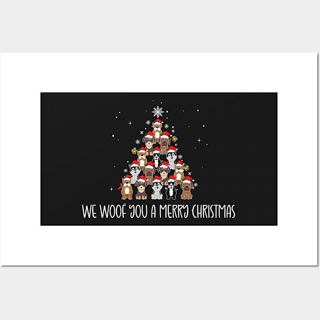 We Woof You a Merry Christmas / Snow Christmas Dog Lover Santa Hat Wall Art by WassilArt